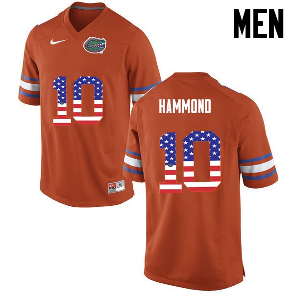 Florida Gators Men #10 Josh Hammond College Football Jersey USA Flag Fashion Orange